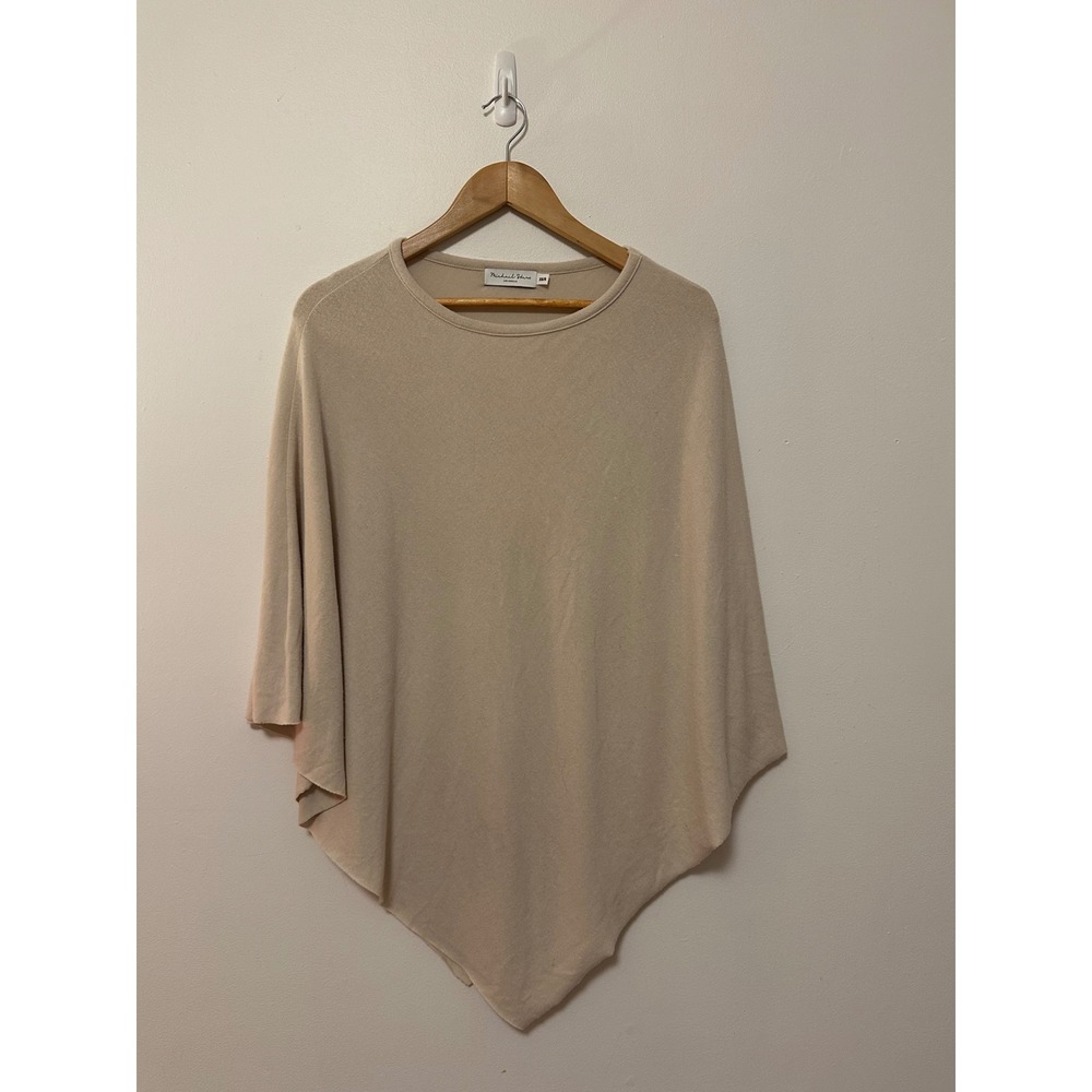 Michael Stars Beige Asymmetric Poncho Crew Neck Top | Size XS/S